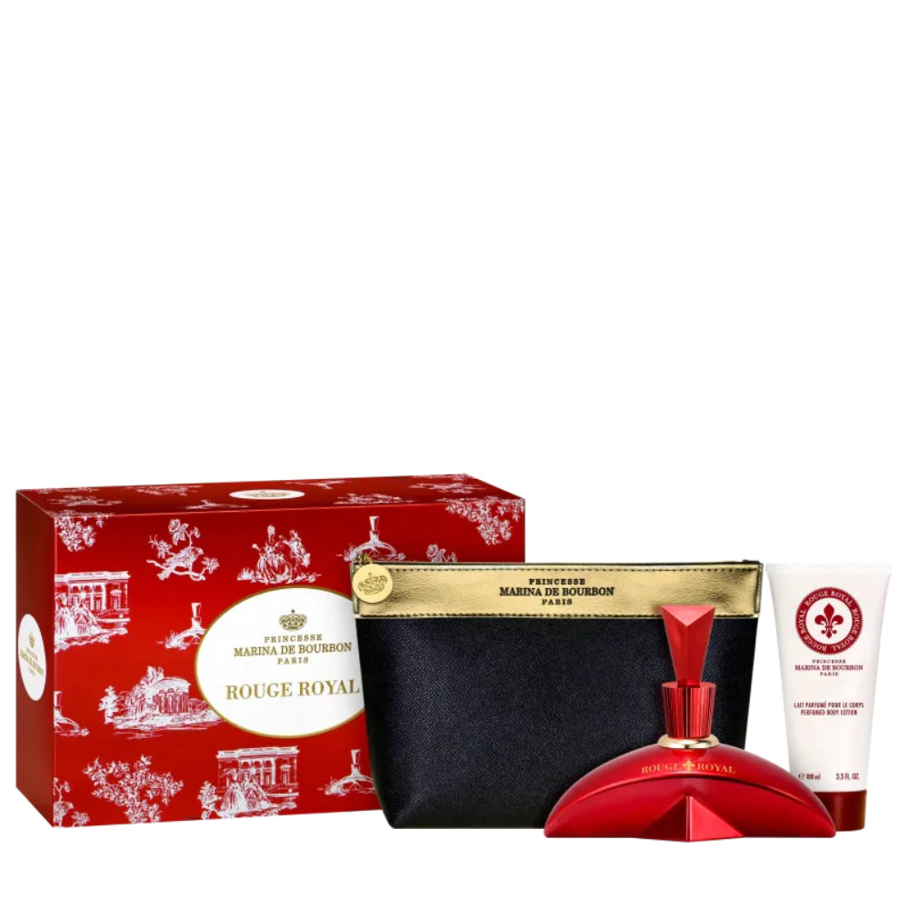 Kit Marina de Bourbon Rouge Royal: Perfume 100ml + Hidratante + Necessaire - Paixão e Sedução